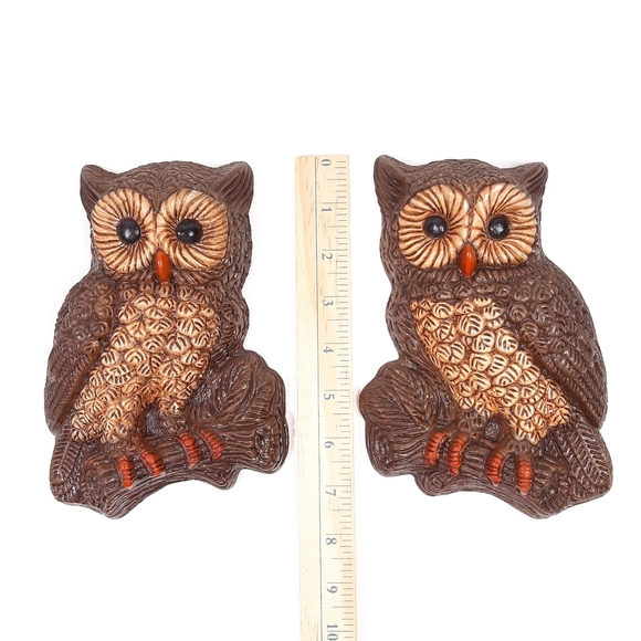 Vintage Foam Craft Brown Owls Wall Hanging Set of Two - Picture 6 of 9